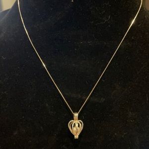 Vintage Sterling Silver Pearl Cage Necklace Aly